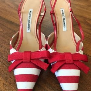 MANOLO BLAHNIK RED/WHITE SHOES